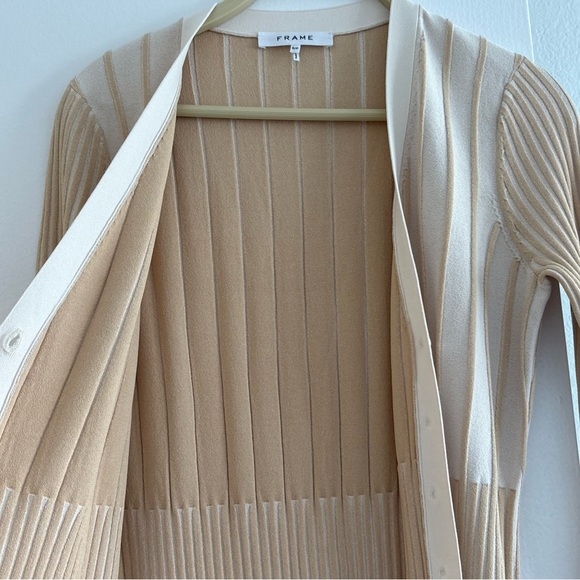 FRAME Beige Ribbed Button-Front Cardigan Dress Long Sleeve Midi Dress SM nwot - Picture 13 of 13